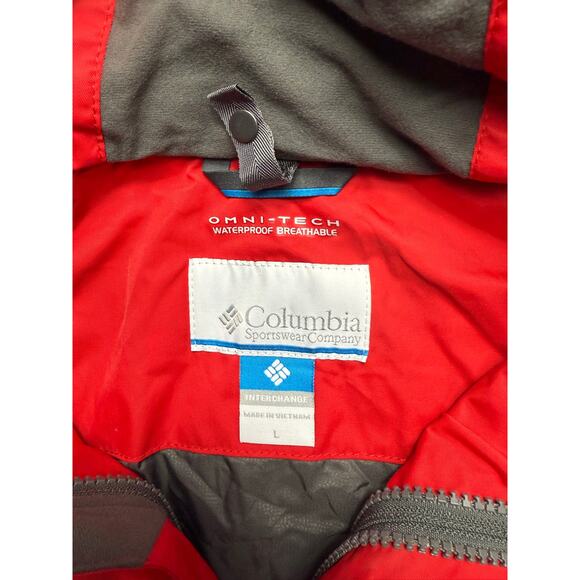 Columbia Omni-Tech Interchange Jacket Sz L Red Waterproof Breathable Hooded - Picture 4 of 14